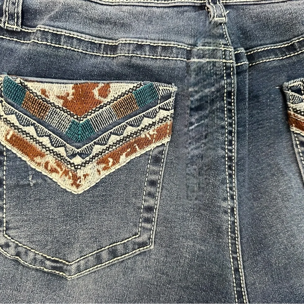 Flamingals Woman’s Jeans. Bootcut, Embroidered Pockets, SZ Large Exc.Condition - Picture 6 of 8